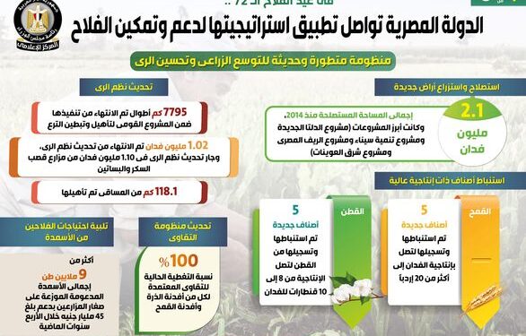 بالإنفوجراف.. الدولة المصرية تواصل تطبيق استراتيجيتها لدعم وتمكين الفلاح
