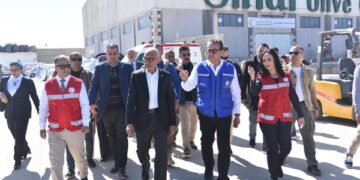 وزيري الصحة والتضامن ووفد جامعة الدول يتفقدون مركز الخدمات اللوجستية بالعريش