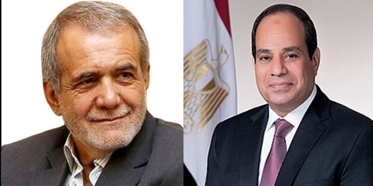 الرئيس السيسي يتلقى اتصال هاتفي من نظيره الإيراني مسعود بزشكيان