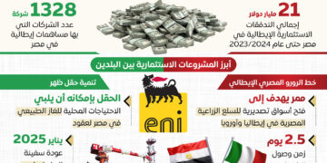 إنفوجراف..المركز الإعلامي لمجلس الوزراء يستعرض التعاون بين مصر وإيطاليا في التجارة والاستثمار والتنمية