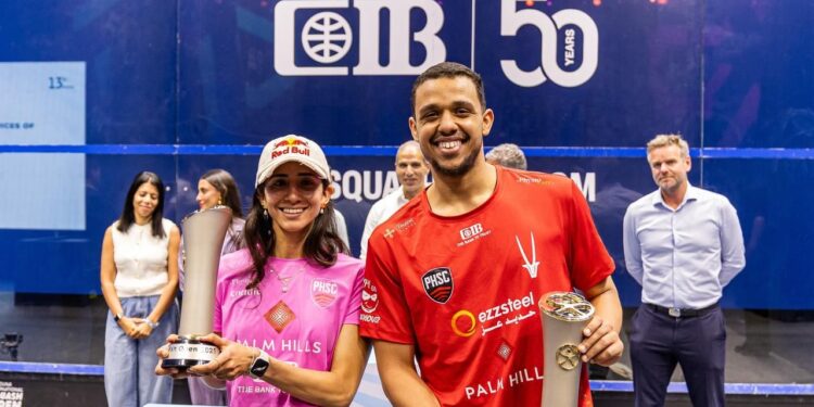 فوز مصطفى عسل ونوران جوهر ببطولة الجونة الدولية للإسكواش البلاتينية PSA 2025