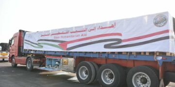 وزارة التموين تطلق القافلة الـ 14 من المساعدات الإغاثية العاجلة إلى قطاع غزة
